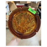 VTG LE SMITH AMBER FAUNA THICK GLASS ASHTRAY VTG LE SMITH AMBER FAUNA THICK GLASS ASHTRAY
