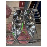 2PC LARGE ALUMINUM BOAT RELISH DISHES 2PC LARGE ALUMINUM BOAT RELISH DISHES