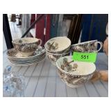 VTG JOHNSON BROS WILD TURKEYS CUPS & SAUCERS VTG JOHNSON BROS WILD TURKEYS CUPS & SAUCERS