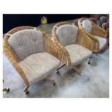 4PC NICE CHROMCRAFT WICKER ROLLING CHAIRS 4PC NICE CHROMCRAFT WICKER ROLLING CHAIRS
