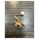 14K GOLD & PEARL TIE TACK 14K GOLD & PEARL TIE TACK