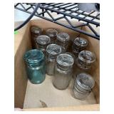 BOX OF MIXED MASON JARS W TOPS BOX OF MIXED MASON JARS W TOPS