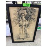 ANTIQUE ORIGINAL DRAWING JAMES BINKLEY ANTIQUE ORIGINAL DRAWING JAMES BINKLEY