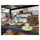 LARGE LOT OF CHINA & DISHES / WOOD SLABS LARGE LOT OF CHINA & DISHES / WOOD SLABS
