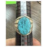 STERLING SILVER TURQUOISE RING LARGE STERLING SILVER TURQUOISE RING LARGE