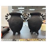 2PC POTTERY HANDLED URNS / VASES 2PC POTTERY HANDLED URNS / VASES