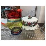 LARGE GLASS VASE & FITZ & FLOYD CAKE PLATTER NOTE LARGE GLASS VASE & FITZ & FLOYD CAKE PLATTER NOTE