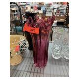 LG AMETHYST DEEP CRANBERRY ART GLASS SWUNG VASE LG AMETHYST DEEP CRANBERRY ART GLASS SWUNG VASE