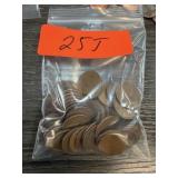 QTY 50 WHEAT PENNIES CENTS QTY 50 WHEAT PENNIES CENTS
