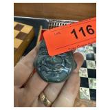 PERSIAN PEWTER BUDDHA FIGURE PERSIAN PEWTER BUDDHA FIGURE