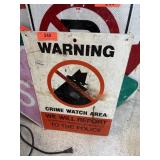 WARNING CRIME WATCH AREA METAL SIGN WARNING CRIME WATCH AREA METAL SIGN