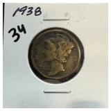1938 MERCURY SILVER DIME 1938 MERCURY SILVER DIME