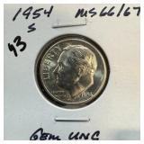 1954-S ROOSEVELT SILVER DIME UNC 1954-S ROOSEVELT SILVER DIME UNC