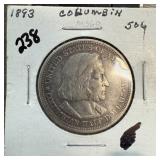 1893 COLUMBIAN EXPO SILVER HALF DOLLAR 1893 COLUMBIAN EXPO SILVER HALF DOLLAR