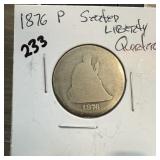 1876 SEATED LIBERTY SILVER QUARTER 1876 SEATED LIBERTY SILVER QUARTER