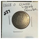 1858-O SEATED LIBERTY SILVER QUARTER 1858-O SEATED LIBERTY SILVER QUARTER