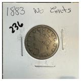 1883 NO CENTS LIBERTY V NICKEL 1883 NO CENTS LIBERTY V NICKEL