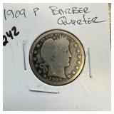 1909 BARBER SILVER QUARTER 1909 BARBER SILVER QUARTER