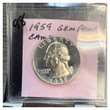 1959 WASHINGTON SILVER PROOF QUARTER 1959 WASHINGTON SILVER PROOF QUARTER