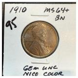 1910 WHEAT PENNY CENT GEM UNC NICE COLOR 1910 WHEAT PENNY CENT GEM UNC NICE COLOR