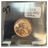 1952 GEM RED WHEAT PENNY CENT 1952 GEM RED WHEAT PENNY CENT