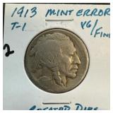 1913 T1 BUFFALO NICKEL ROTATED DIES 1913 T1 BUFFALO NICKEL ROTATED DIES