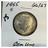 1955-S ROOSEVELT SILVER DIME UNC 1955-S ROOSEVELT SILVER DIME UNC