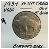 1934 BUFFALO NICKEL MINT ERROR CLASHED DIES 1934 BUFFALO NICKEL MINT ERROR CLASHED DIES