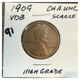 1909 VDB WHEAT PENNY CENT AU HIGH GRADE 1909 VDB WHEAT PENNY CENT AU HIGH GRADE