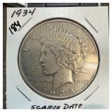 1934 PEACE SILVER DOLLAR SCARCE DATE 1934 PEACE SILVER DOLLAR SCARCE DATE