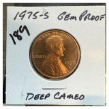 1975-S MEMORIAL PENNY CENT GEM PROOF 1975-S MEMORIAL PENNY CENT GEM PROOF
