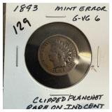 1893 INDIAN HEAD PENNY CENT CLIPPED PLANCHET RARE 1893 INDIAN HEAD PENNY CENT CLIPPED PLANCHET RARE