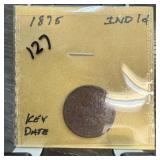 1875 INDIAN HEAD PENNY CENT KEY DATE 1875 INDIAN HEAD PENNY CENT KEY DATE