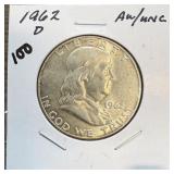 1962-D FRANKLIN SILVER HALF DOLLAR BETTER 1962-D FRANKLIN SILVER HALF DOLLAR BETTER
