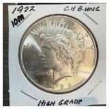 1922 PEACE SILVER DOLLAR UNC HIGH GRADE 1922 PEACE SILVER DOLLAR UNC HIGH GRADE