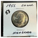 1955 ROOSEVELT SILVER DIME HIGH GRADE 1955 ROOSEVELT SILVER DIME HIGH GRADE