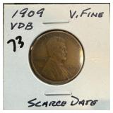 1909 VDB WHEAT PENNY CENT SCARCE DATE 1909 VDB WHEAT PENNY CENT SCARCE DATE