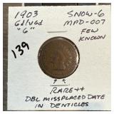 1903 INDIAN HEAD PENNY CENT SNOW6 MPD-007 1903 INDIAN HEAD PENNY CENT SNOW6 MPD-007