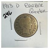 1913-D BARBER SILVER QUARTER 1913-D BARBER SILVER QUARTER