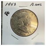 1953 FRANKLIN SILVER HALF DOLLAR 1953 FRANKLIN SILVER HALF DOLLAR