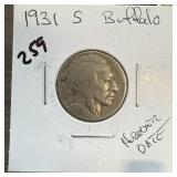 1931-S BUFFALO NICKEL HARDER DATE 1931-S BUFFALO NICKEL HARDER DATE