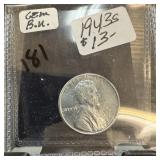 1943-S GEM BU STEEL WHEAT PENNY CENT 1943-S GEM BU STEEL WHEAT PENNY CENT