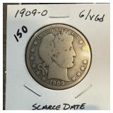 1909-O BARBER SILVER HALF DOLLAR SCARCE 1909-O BARBER SILVER HALF DOLLAR SCARCE