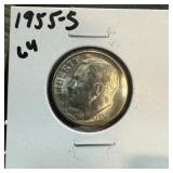 1955-S ROOSEVELT SILVER DIME HIGH GRADE 1955-S ROOSEVELT SILVER DIME HIGH GRADE