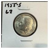 1955-S ROOSEVELT SILVER DIME HIGH GRADE 1955-S ROOSEVELT SILVER DIME HIGH GRADE