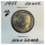 1955 ROOSEVELT SILVER DIME UNC HIGH GRADE 1955 ROOSEVELT SILVER DIME UNC HIGH GRADE
