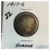 1917-S MERCURY SILVER DIME HARDER DATE 1917-S MERCURY SILVER DIME HARDER DATE