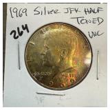 1969 JFK SILVER HALF DOLLAR TONED UNC 1969 JFK SILVER HALF DOLLAR TONED UNC