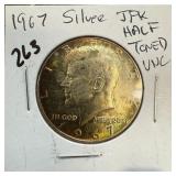 1967 JFK SILVER HALF DOLLAR TONED UNC 1967 JFK SILVER HALF DOLLAR TONED UNC
