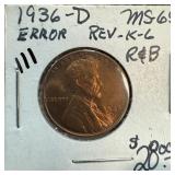 1936-D WHEAT PENNY CENT HIGH GRADE ERROR 1936-D WHEAT PENNY CENT HIGH GRADE ERROR